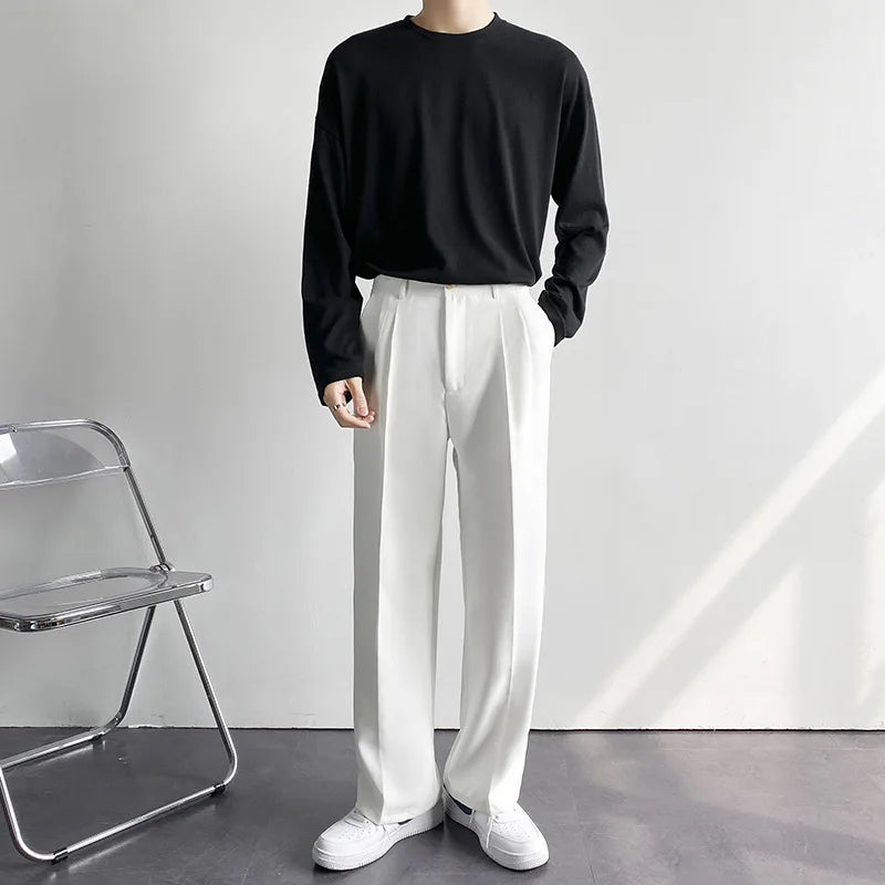 White Old Money Straight Pants