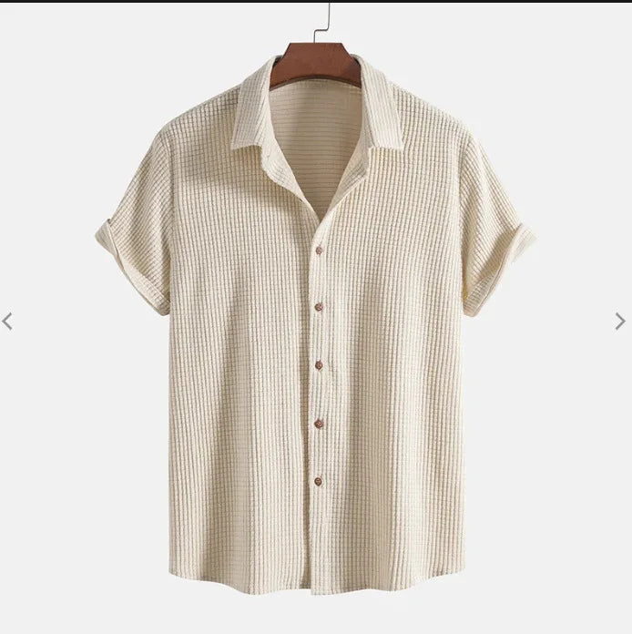 Cream White Casual Old Money Shirt For Men