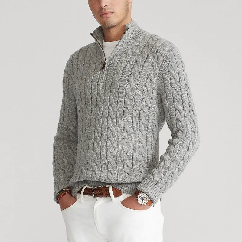 Gray Knitted Sweater Front