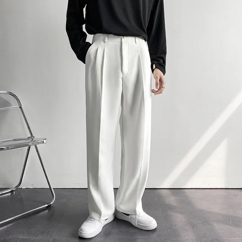 White Old Money Straight Pants 